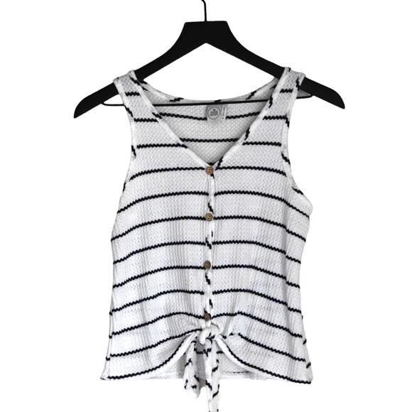 Paper Crane Tops - Paper Crane Blue/White Striped Button Tie Tank Size XS